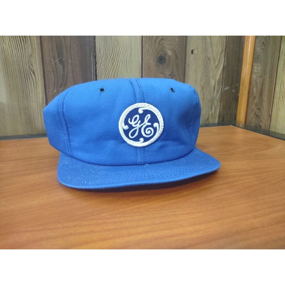 Vtg GE General Electric Patch Hat USA Logo Foam Snap Back Trucker Baseball Cap